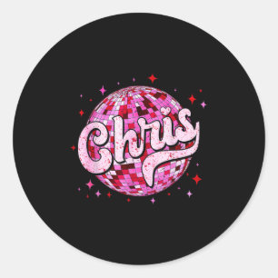 Groovy Chris Vorname D I Love Chris Tees Meme  Runder Aufkleber