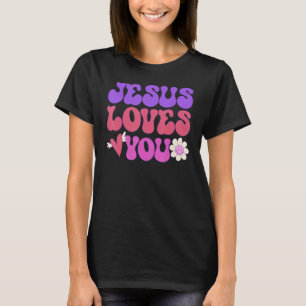 Groovy Christlich Jesus Lieben Sie 70er Hippie T-Shirt