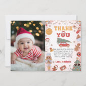 Groovy Christmas Birthday Foto Dankeskarte (Vorderseite)