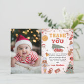 Groovy Christmas Birthday Foto Dankeskarte (Stehend Vorderseite)