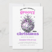 Groovy Christmas Disco Ball Pink Christmas Party Einladung (Vorderseite)