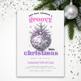 Groovy Christmas Disco Ball Pink Christmas Party Einladung