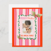 Groovy Christmas Doodle Photo Feiertagskarte (Vorne/Hinten)