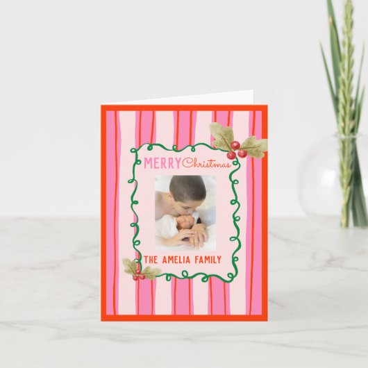 Groovy Christmas Doodle Photo Feiertagskarte (Vorderseite)