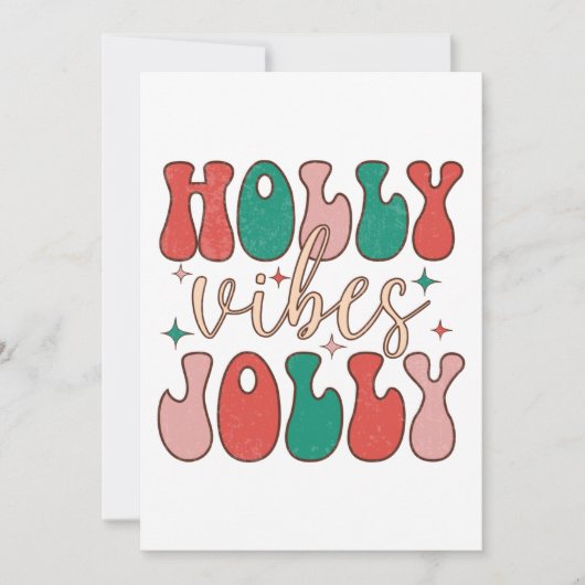 Groovy Christmas Holly Jolly Vibes Retro Happiness Einladung (Vorderseite)