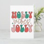 Groovy Christmas Holly Jolly Vibes Retro Happiness Einladung (Stehend Vorderseite)