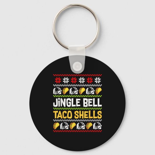 Groovy Christmas Jingle Bells Taco Shells Ugly Xma Schlüsselanhänger (Vorderseite)