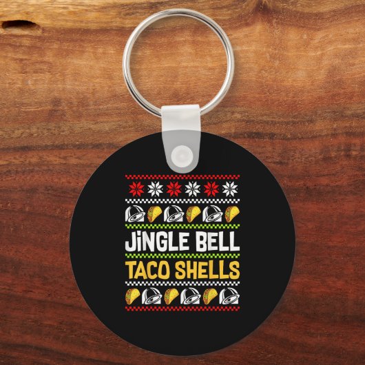 Groovy Christmas Jingle Bells Taco Shells Ugly Xma Schlüsselanhänger (Vorderseite)