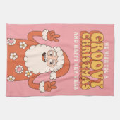 Groovy Christmas Merry Santa Funny Retro Hippie Geschirrtuch (Horizontal)