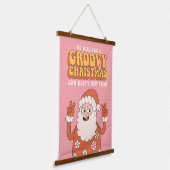 Groovy Christmas Merry Santa Funny Retro Hippie Wandteppich Mit Holzrahmen (Gewinkelt)