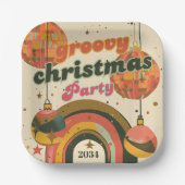 Groovy Christmas Party Retro 70er Jahre Thema Pappteller (Vorderseite)