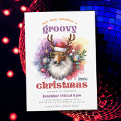 Groovy Christmas Reindeer Funny Christmas Party Einladung