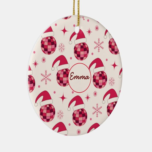 Groovy Christmas Santa Disco Balls Individuelle Na Keramik Ornament (Rechts)