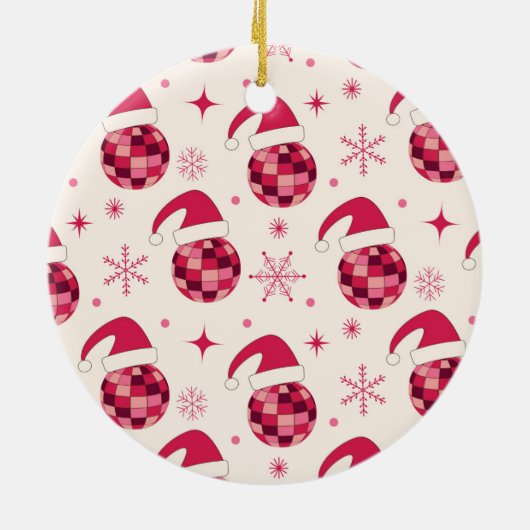 Groovy Christmas Santa Disco Balls Individuelle Na Keramik Ornament (Hinten)