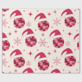 Groovy Christmas Santa Disco Balls Muster Geschenkpapier (Flach)