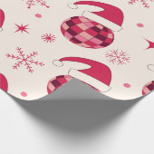 Groovy Christmas Santa Disco Balls Muster Geschenkpapier (Ecke)