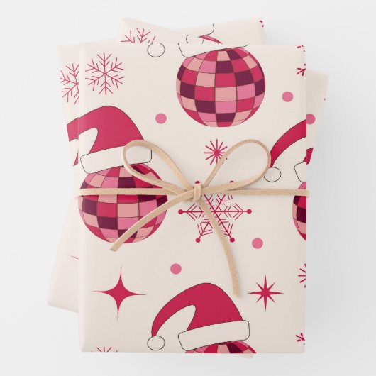 Groovy Christmas Santa Disco Balls Muster Geschenkpapier Set (Beispiel)