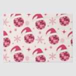 Groovy Christmas Santa Disco Balls Muster Seidenpapier<br><div class="desc">Das ist eine helle und helle Weihnachtsdiskokugel in Weihnachtsmannmütze mit Rot,  Rosa und Bordeaux mit Schneeflocken und Sternen.</div>