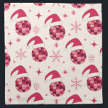 Groovy Christmas Santa Disco Balls Muster Serviette<br><div class="desc">Das ist eine helle und helle Weihnachtsdiskokugel in Weihnachtsmannmütze mit Rot,  Rosa und Bordeaux mit Schneeflocken und Sternen.</div>