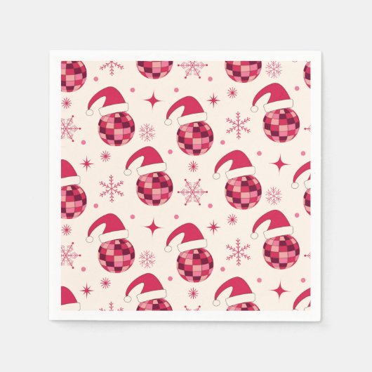 Groovy Christmas Santa Disco Balls Muster Serviette (Vorderseite)