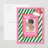 Groovy Christmas Santa Doodle Photo  Feiertagspostkarte (Vorne/Hinten)