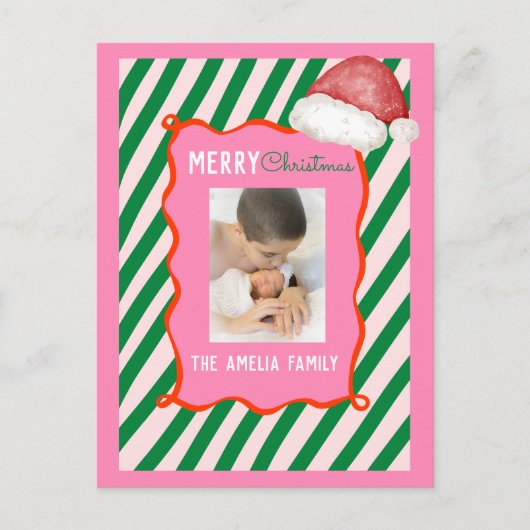 Groovy Christmas Santa Doodle Photo  Feiertagspostkarte (Vorderseite)