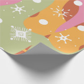 Groovy Christmas Snowflakes Waves Geschenkpapier (Ecke)
