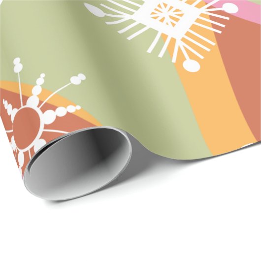 Groovy Christmas Snowflakes Waves Geschenkpapier (Rolleneckpunkt)