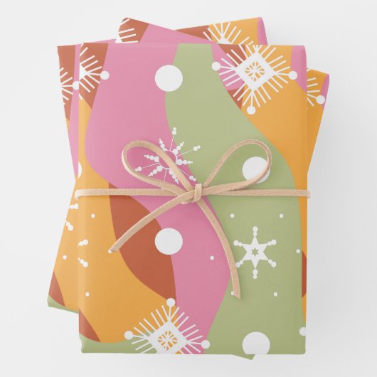 Groovy Christmas Snowflakes Waves Geschenkpapier Set (Beispiel)