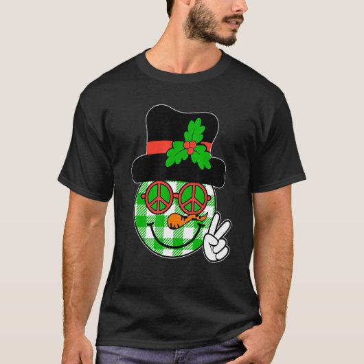 Groovy Christmas Snowman Face Team Santa Elf Squad T-Shirt (Vorderseite)