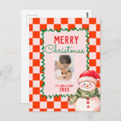 Groovy Christmas snowman Photo Postkarte (Vorne/Hinten)