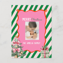 Groovy Christmas Tree Doodle Photo Feiertagspostkarte