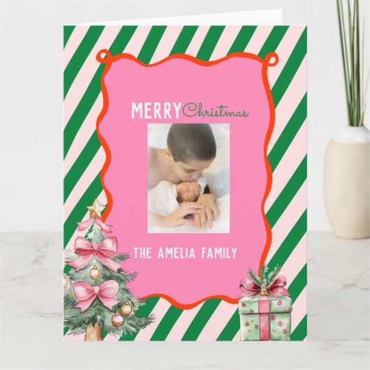 Groovy Christmas Tree Doodle Photo Karte (Vorderseite)