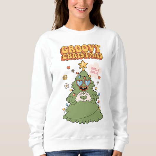Groovy Christmas Tree - Holly Jolly Vibes Sweatshirt (Vorderseite)