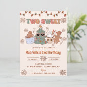 Groovy Christmas Two Sweet 2. Geburtstag Party Einladung (Stehend Vorderseite)