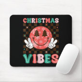 Groovy Christmas Vibes Happy Smile Face Xmas Holid Mousepad (Mit Mouse)