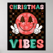 Groovy Christmas Vibes Happy Smile Face Xmas Holid Poster (Vorne)