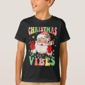 Groovy Christmas Vibes Santa Claus Xmas Holiday Me T-Shirt (Vorderseite)
