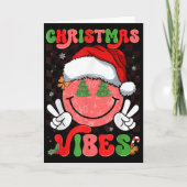 Groovy Christmas Vibes Smile Face Santa Hat Xmas M Karte (Vorderseite)