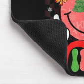 Groovy Christmas Vibes Smile Face Santa Hat Xmas M Mousepad (Ecke)