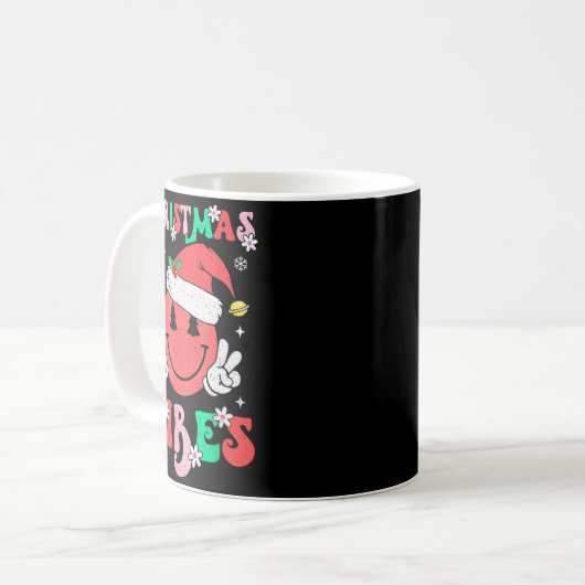 Groovy Christmas Vibes Smile Face Santa Hat Xmas T Kaffeetasse (Vorderseite Links)
