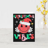 Groovy Christmas Vibes Smile Face Santa Hat Xmas T Karte (Gelbe Blume)