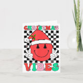 Groovy Christmas Vibes Smile Face Santa Hat Xmas T Karte (Vorderseite)