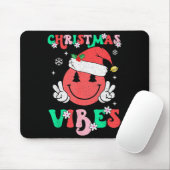 Groovy Christmas Vibes Smile Face Santa Hat Xmas T Mousepad (Mit Mouse)