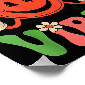 Groovy Christmas Vibes Smile Face Santa Hat Xmas T Poster (Ecke)