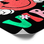 Groovy Christmas Vibes Smile Face Santa Hat Xmas T Poster (Ecke)