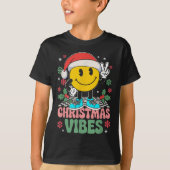 Groovy Christmas Vibes Smile Wear Weihnachtsmannmü T-Shirt (Vorderseite)