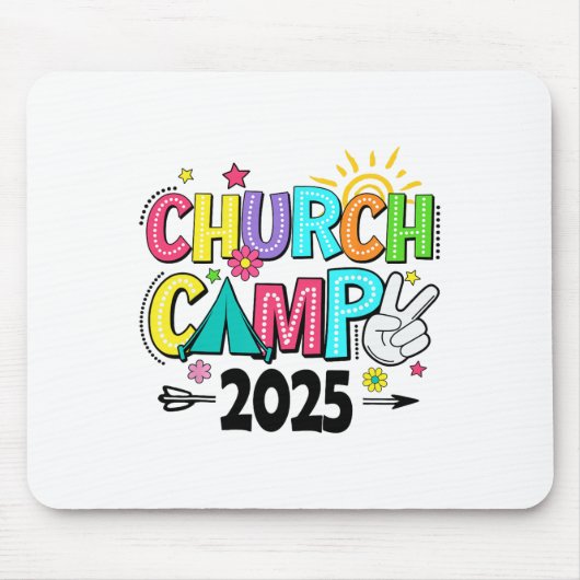 Groovy Church Camp 2025 passendes christliches Cam Mousepad (Vorne)