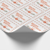 Groovy Classic Daisy Flora Leaf Happy Birthday Geschenkpapier (Ecke)