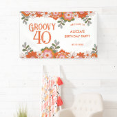 Groovy Classic Hippie Flora Leaf Birthday Banner (Insitu)